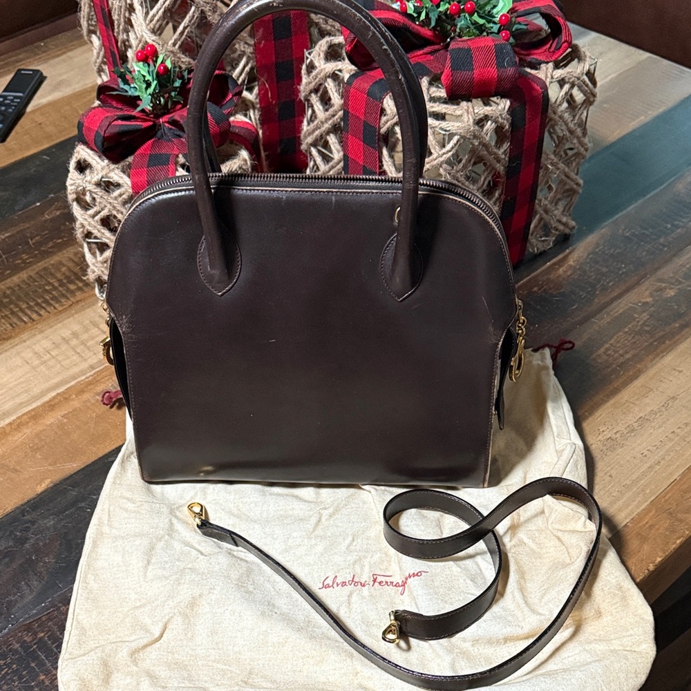 Salvatore Ferragamo Dark Brown Leather Satchel